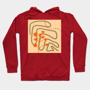 Mid Century Orange Sunset Floral Abstract Art Hoodie